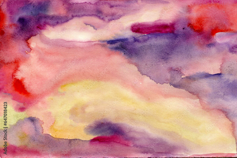 Obraz premium Yellow-pink purple watercolor background texture