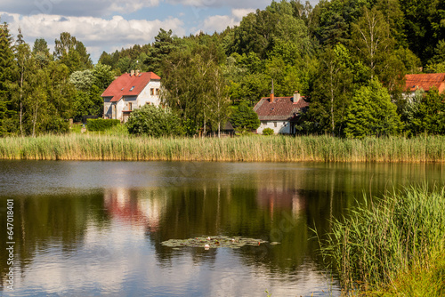 Karlinsky rybnik pond in Horni Poustevna village, Czech Republic