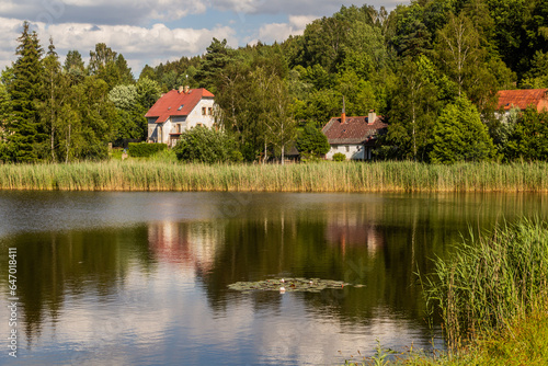 Karlinsky rybnik pond in Horni Poustevna village, Czech Republic