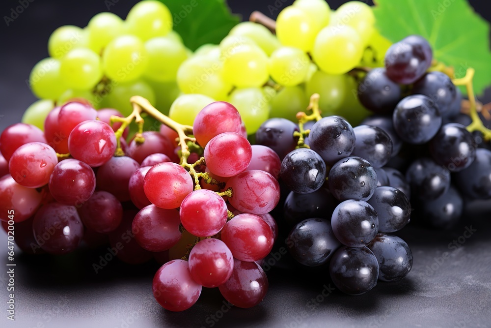 a bunch of grapes that are on a table