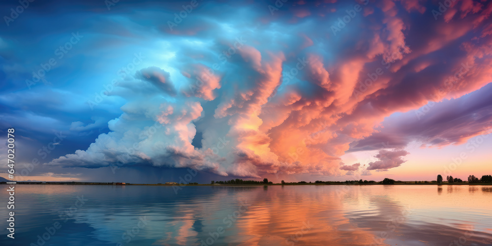 Naklejka premium Beautiful Cloudscape Over the Ocean Abstract Background