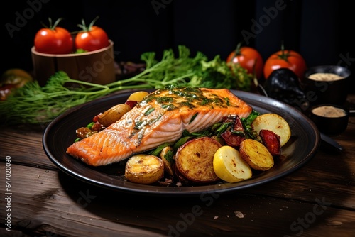 grilled salmon with vegetables
