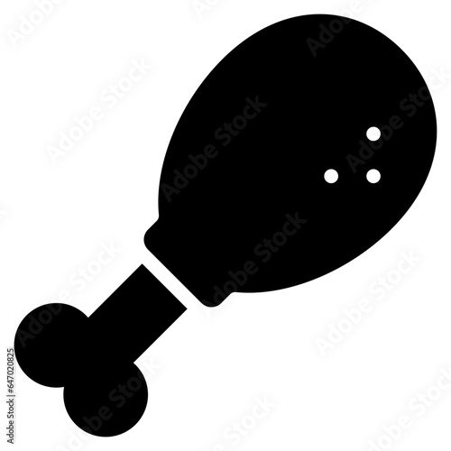 fried chicken icon in glyph style isolated on transparent background. Fastfood icon, vector illustration for graphic design projects