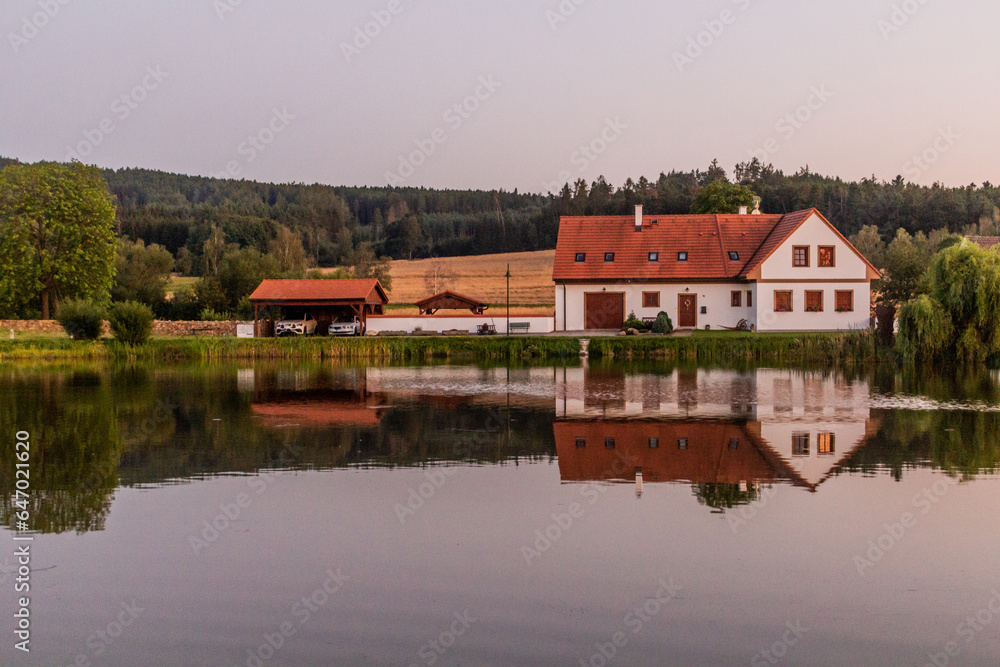 Pond in Holasovice village, Czech Republic