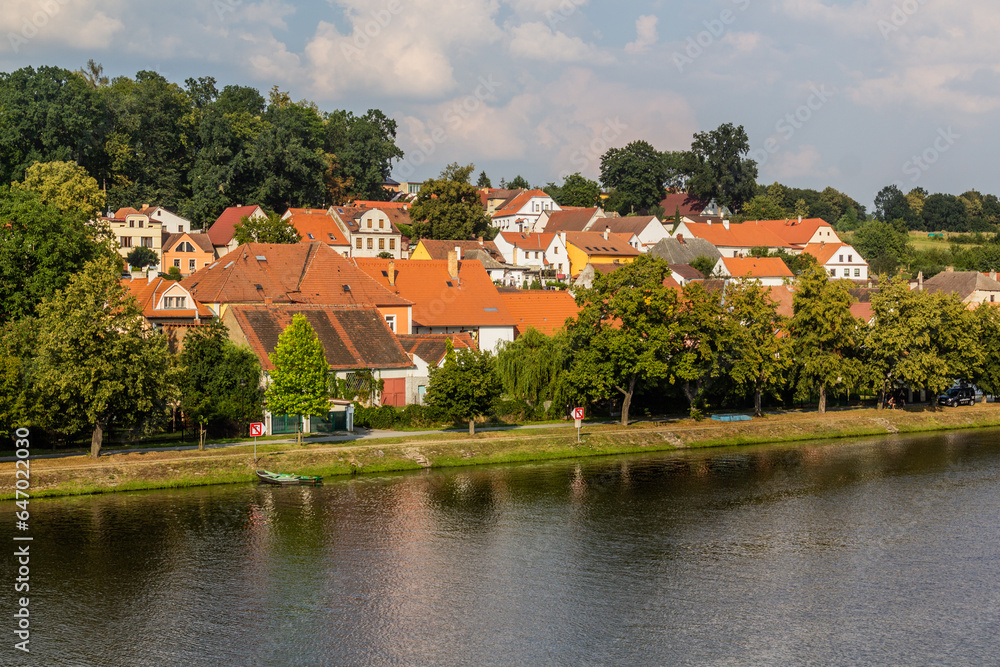 View of Tyn nad Vltavou town with Vltava river, Czech Republic