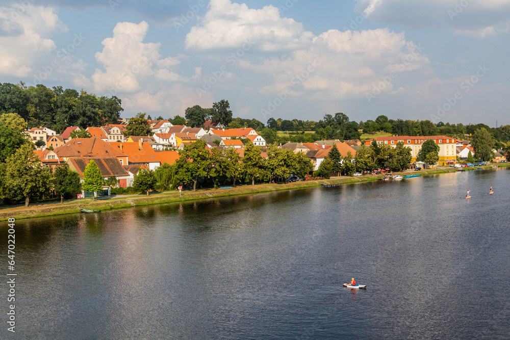 Obraz premium View of Tyn nad Vltavou town with Vltava river, Czech Republic