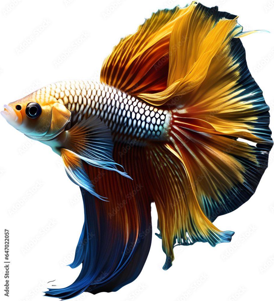 Fototapeta premium a close-up of Siam betta fish with a white background. AI-Generated.