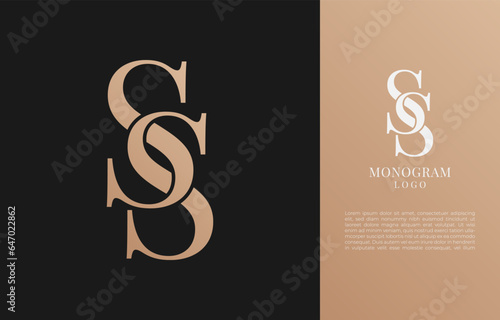 minimalist SS initial letter vintage brand and logo