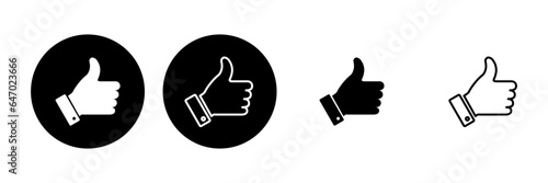 Thumbs up icon set. Hand like. Like icon vector.