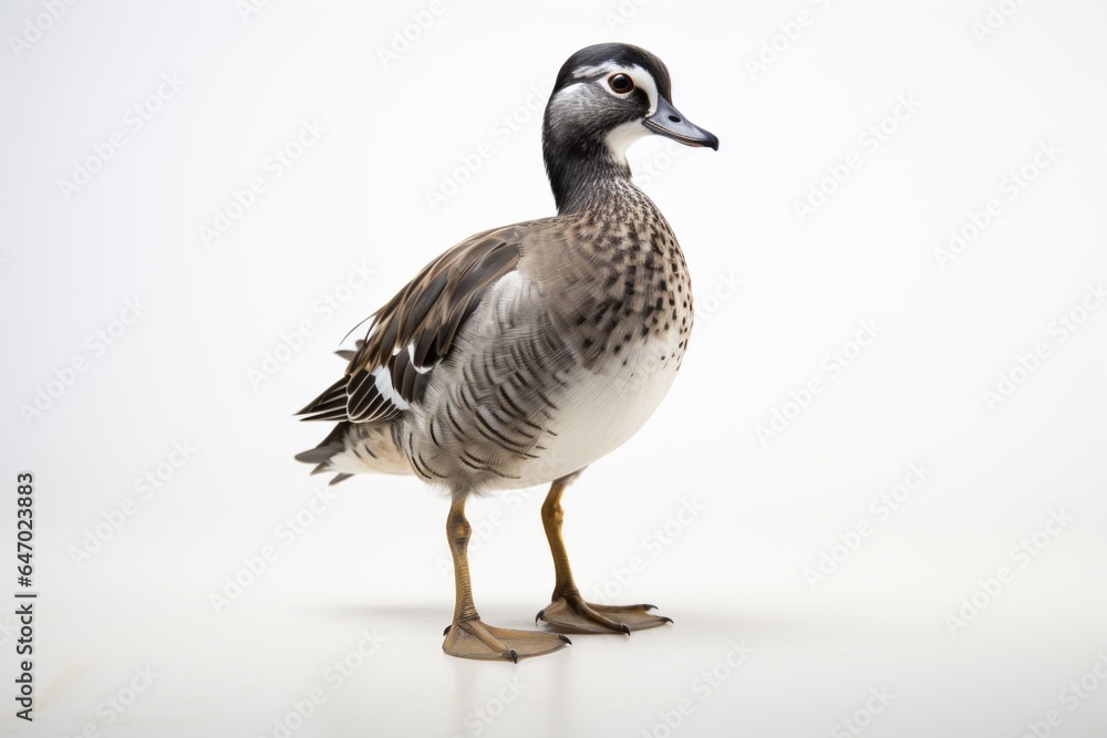 Close-up studio portrait of a bird Wood Duck Aix sponsa. Blank for design Close-up studio portrait of a bird Wood Duck Aix sponsa. Blank for design