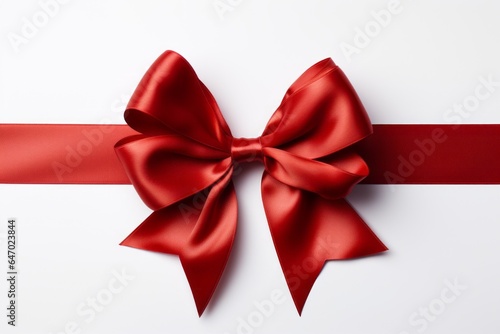 Bow for decorating gifts on a light plain background. Merry christmas and happy new year concept