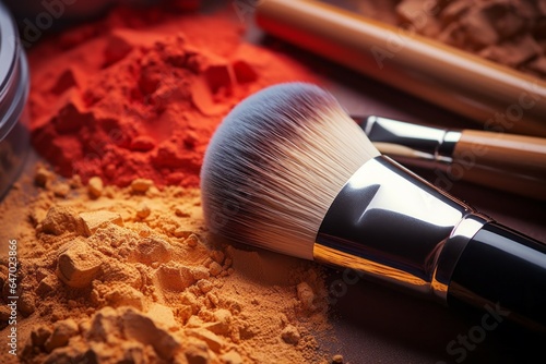 Make up brush. Beauty salon concept. AI generated, human enhanced