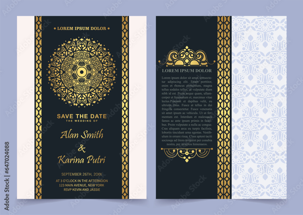 Naklejka premium Luxury wedding invitation in mandala