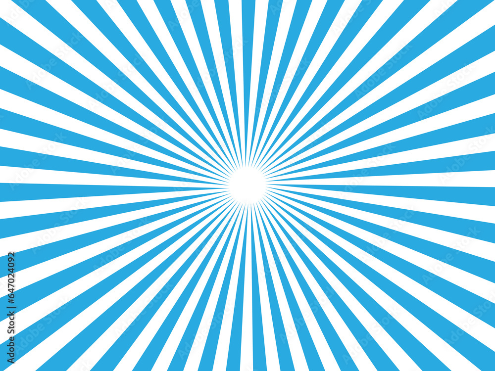 Fototapeta premium かわいい青色の放射線 集中線 4:3
