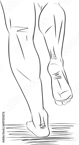 lower part of body running, barefoot marathon triathlete runner running otherwise known as natural running without footwear
