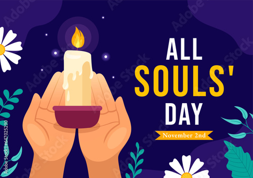 Fototapete All Souls Day Vector Illustration to Commemorate All Deceased Believers in the C