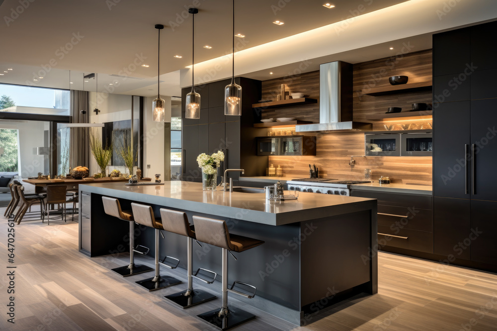 Elegant and Chic: A Modern Kitchen with Stunning Tan Color Accents Elegant and Chic: A Modern Kitchen with Stunning Tan Color Accents