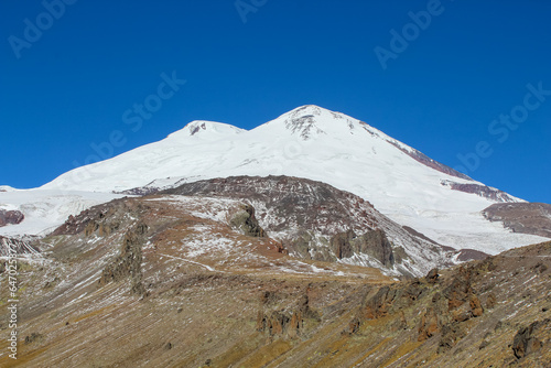 Close up view on Mount Elbrus from the acclimatization trail to waterfall © Tatiana Kashko
