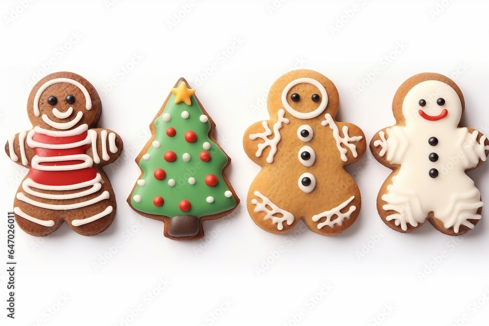 Set of different Christmas cookies on white background. generative ai. Set of different Christmas cookies on white background. generative ai.