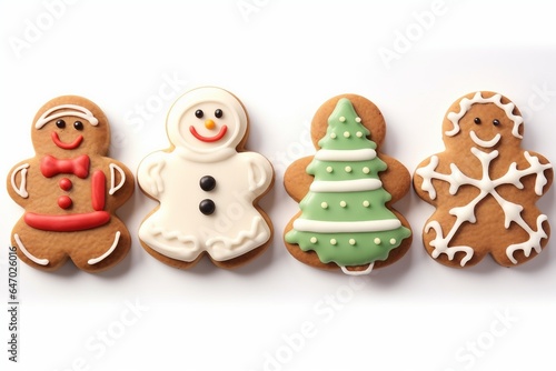 Set of different Christmas cookies on white background. generative ai.