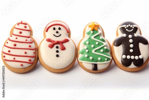 Set of different Christmas cookies on white background. generative ai.