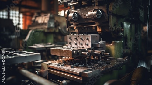 Industrial machine at factory Generative AI © Hanasta