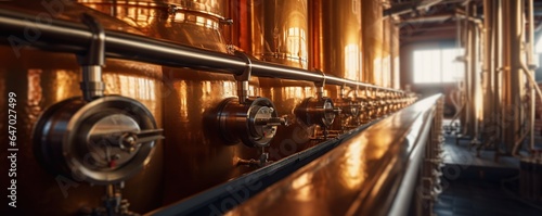 Large vats and pipes brewery factory Generative AI