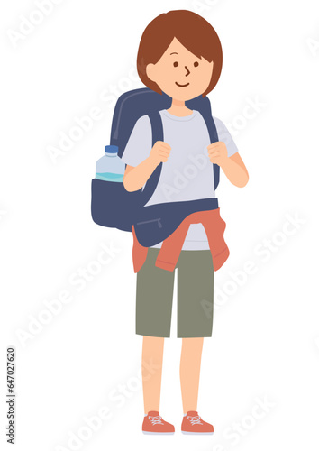 バックパッカーの女性のイラスト