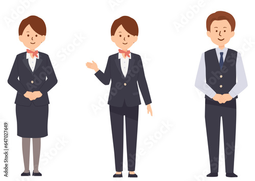 制服を着た客室乗務員のイラスト