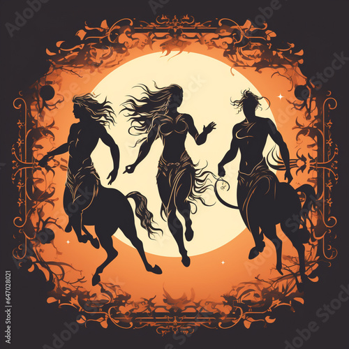 silhouette of a centaurs design t shirt photo