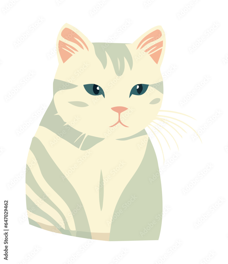 Fototapeta premium Cute kitten sitting on grass, looking cheerful