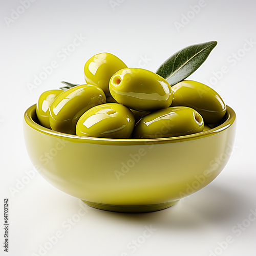 Fresh ripe olives are yellowish green in color photo