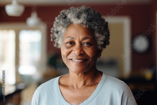 Smiling portrait of a happy senior africna american woman in a nursing home