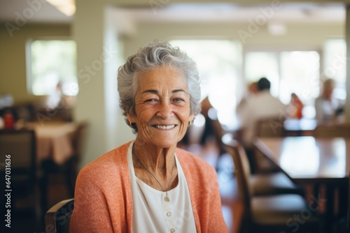 Smiling portrait of a happy senior caucasian woman in a nursing home