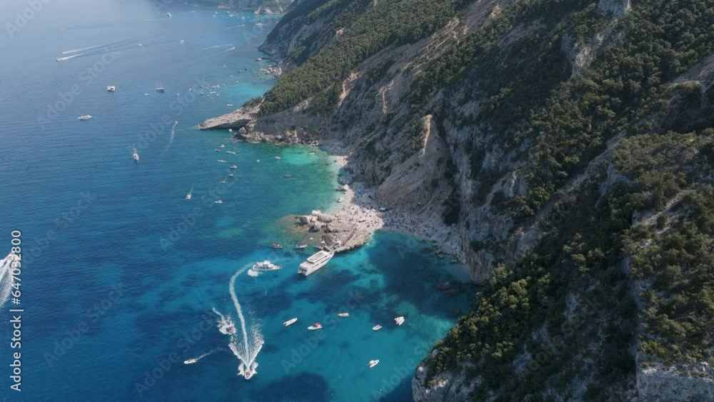 Coast of Baunei, Cliffs and crystal clear water, Aerial view, Sardinia, Italy Coast of Baunei, Cliffs and crystal clear water, Aerial view, Sardinia, Italy