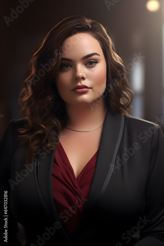 woman with long brown hair wearing black and burgundy clothes (ai generated) 