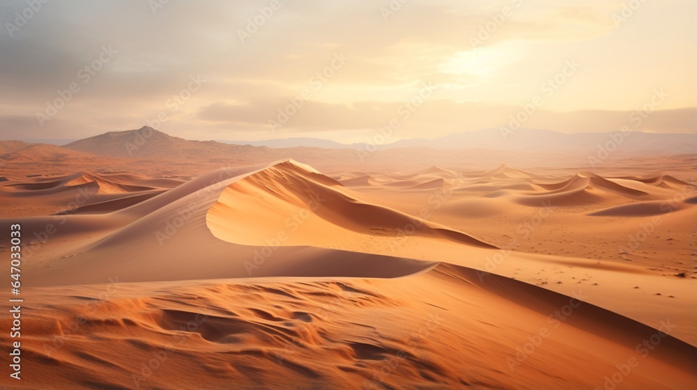 a vast desert landscape, with sand dunes sculpted by the wind, illustrating the resilience of arid ecosystems