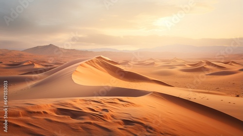 a vast desert landscape, with sand dunes sculpted by the wind, illustrating the resilience of arid ecosystems