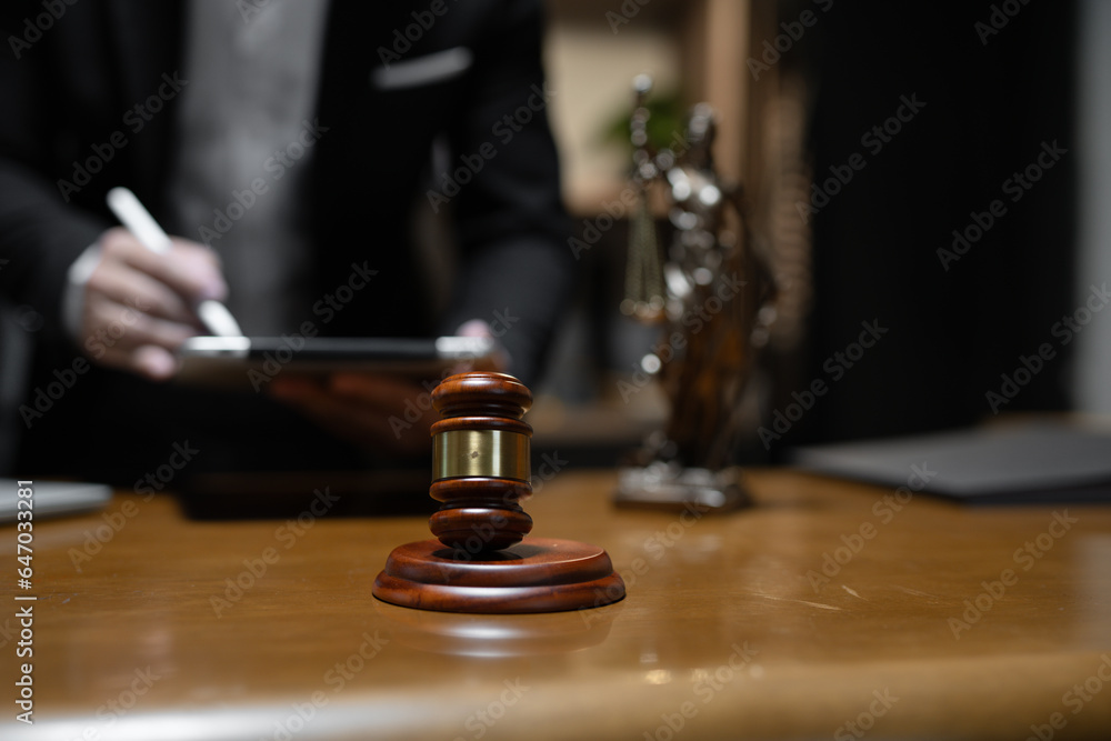 Judge gavel with Justice lawyers having team Concepts of Law and Legal services Judge gavel with Justice lawyers having team Concepts of Law and Legal services