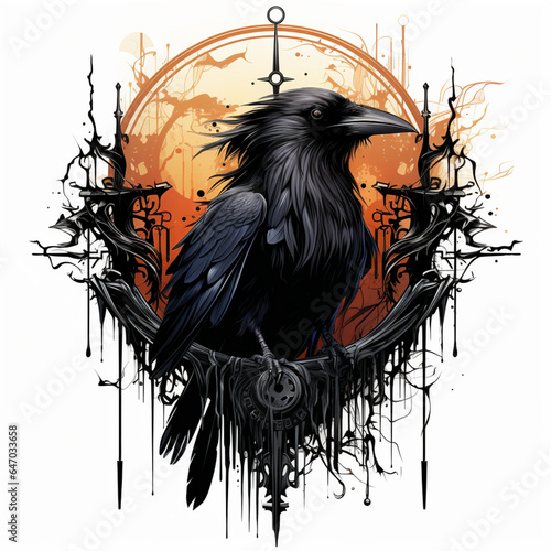 crow tribal style design white background photo