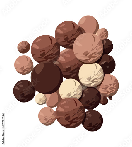 Chocolate ball icon on organic backdrop.