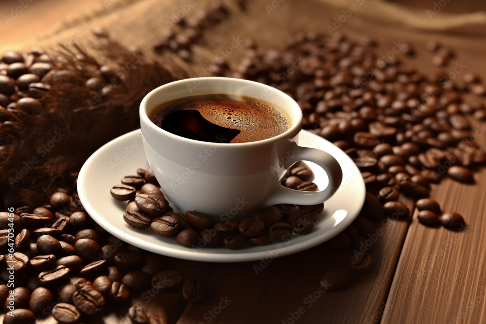 cup of coffee with beans-Traditional Kopi