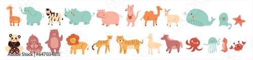 Set of cute animals illustration.