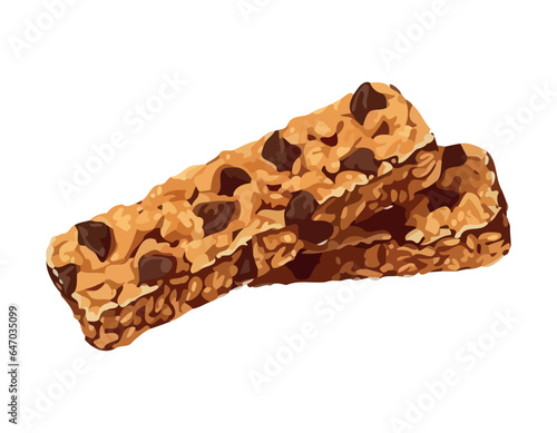 Sweet snack: chocolate cookie heap on white background.
