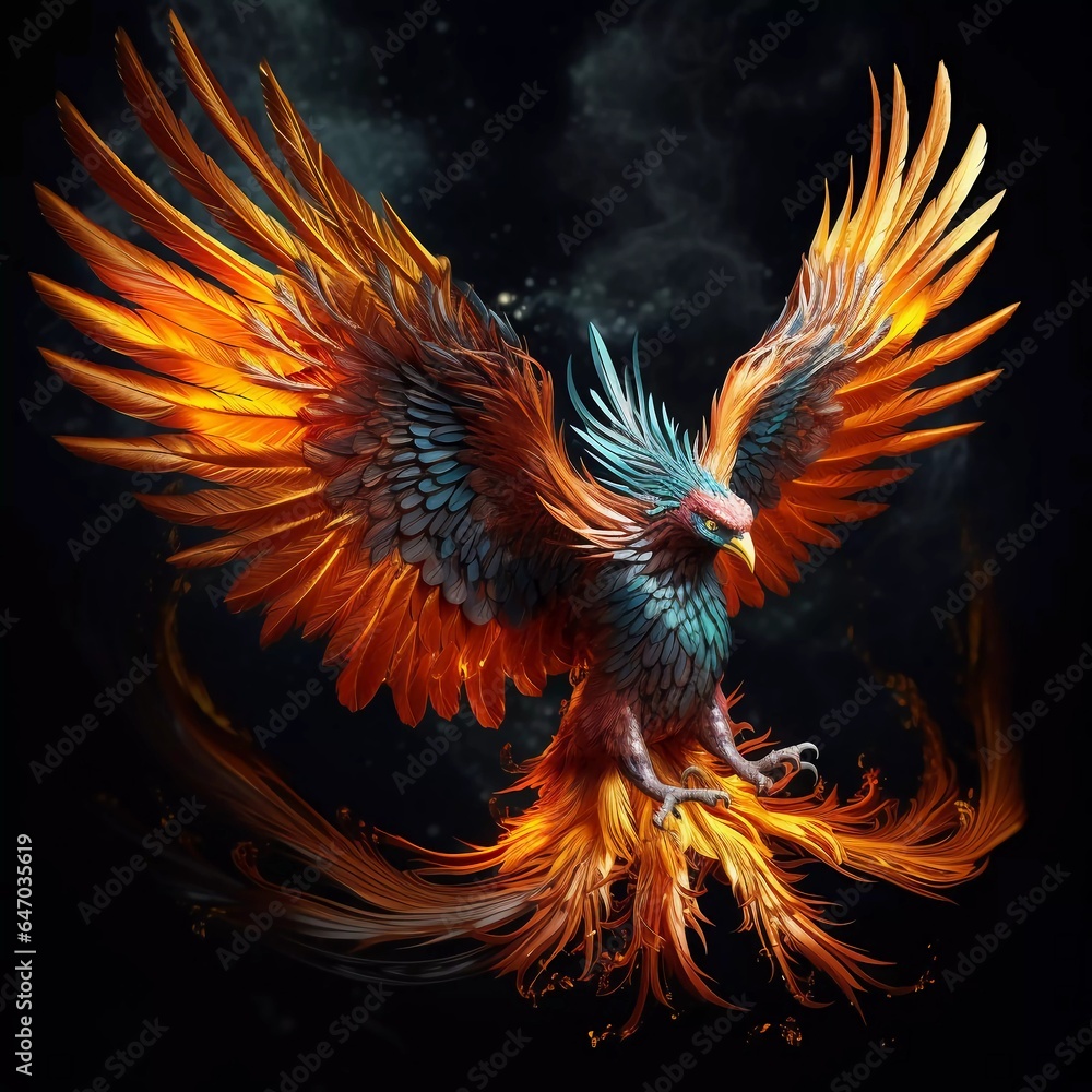 phoneix bird flying colorful feathers phoneix bird flying colorful feathers