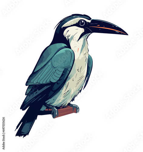 Colorful toucan perching on branch in nature