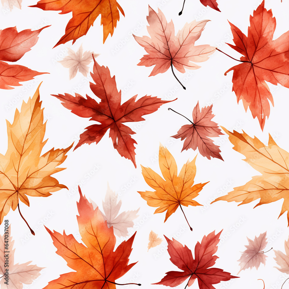 Autumn maple leaves seamless pattern on white background. Autumn maple leaves seamless pattern on white background.
