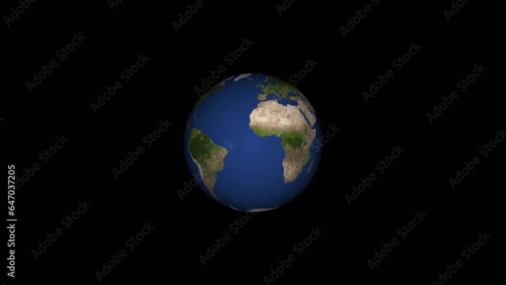 Realistic earth planet always rotating on globe space seen from 3D object alpha Realistic earth planet always rotating on globe space seen from 3D object alpha