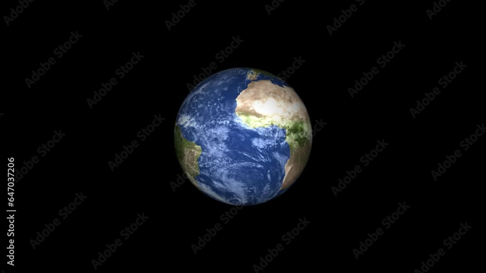 Realistic earth planet always rotating on globe space seen from 3D object alpha Realistic earth planet always rotating on globe space seen from 3D object alpha