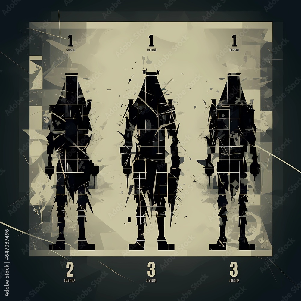 Chess board with chess piece card.Chessman in flat style. Strategy game ...